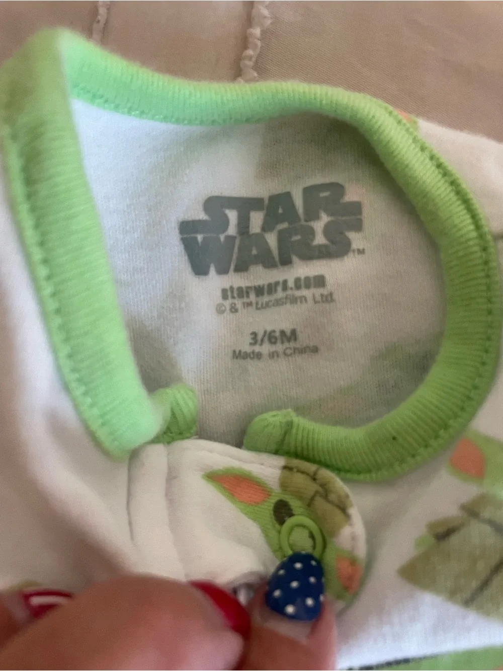 2 Star‎ Wars Green & White Baby One-Pieces with Grogu Size 3/6 Months